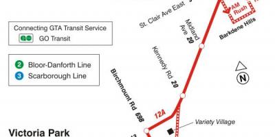 Mappa di TTC 12 Kingston Rd, bus a Toronto