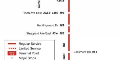 Mappa di TTC 17 Birchmount autobus Toronto
