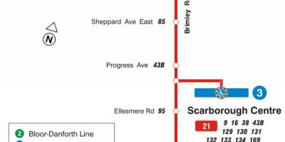Mappa di TTC 21 Brimley autobus Toronto